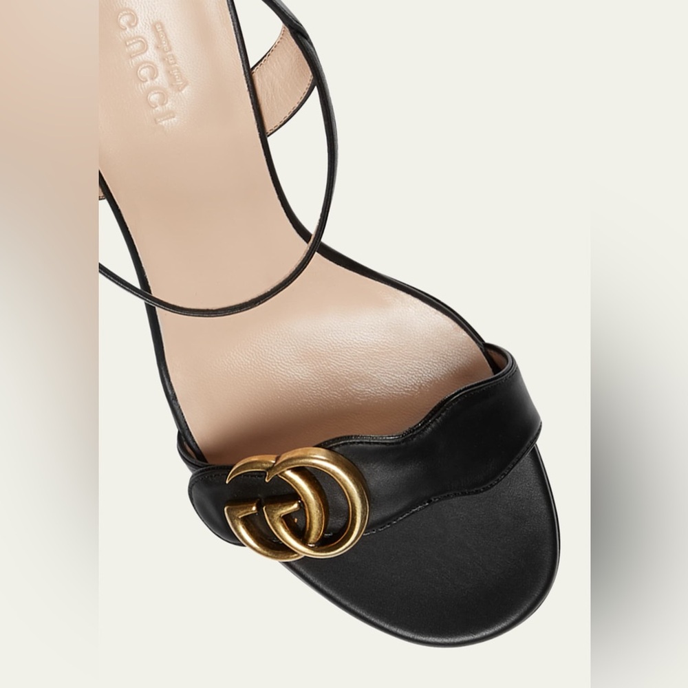 Gucci Marmont Leather GG Block-Heel Sandals - Picture 3 of 10
